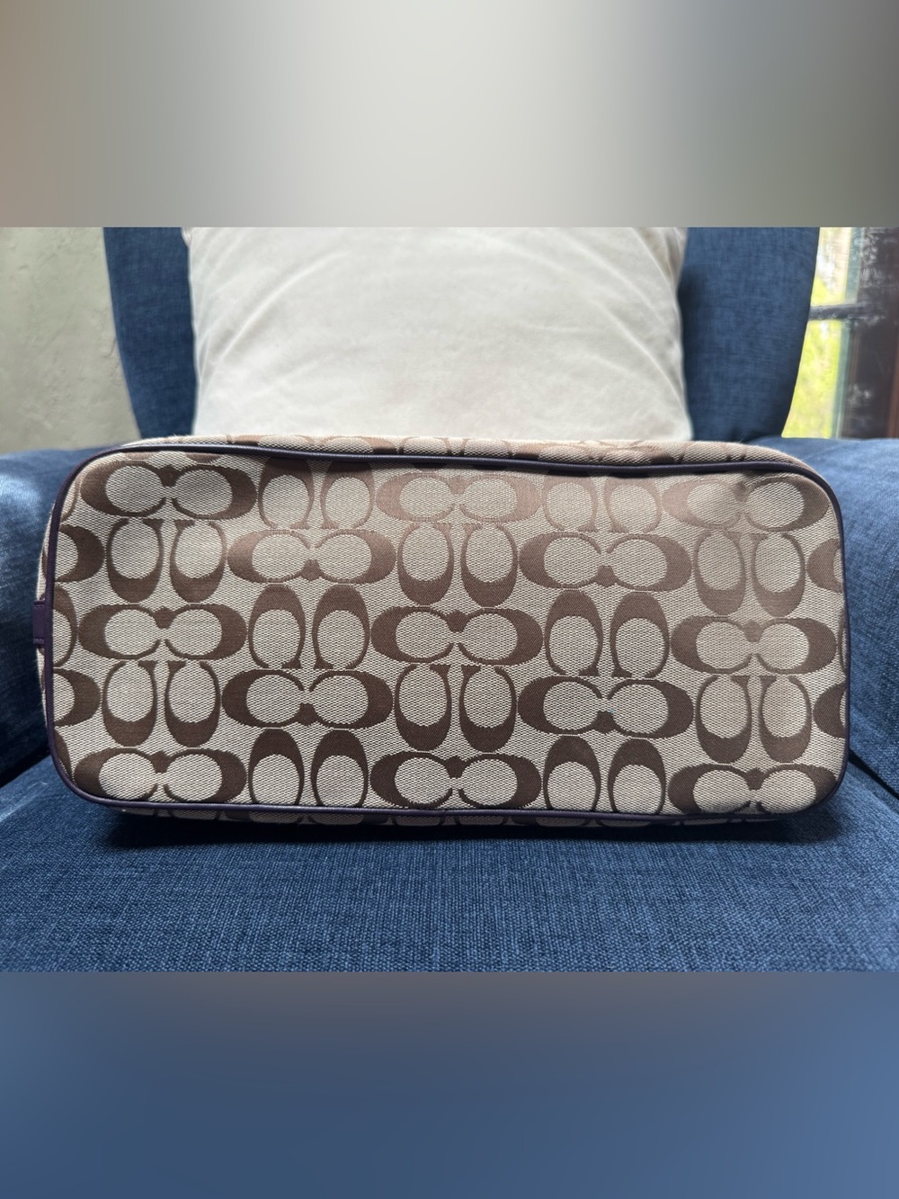 Coach Legacy Weekender Signature C Medium Zip Tote Khaki Jacquard Purple 23465 - Picture 4 of 13